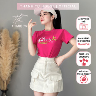 A343 Áo Thun Nữ Thiết Kế In 3D Tay Ngắn Dáng Lửng Cách Điệu - Thanh Tự