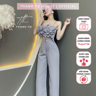 Set thiết kế áo hai dây họa tiết hoa phối quần dáng dài t1016 - thanh tự