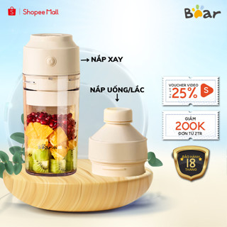 Máy xay sinh tố cầm tay tích điện Bear LLJ-S04S6, 0.3L, 6 lưỡi dao inox,xay hoa quả, đá bi, BH 18 TH