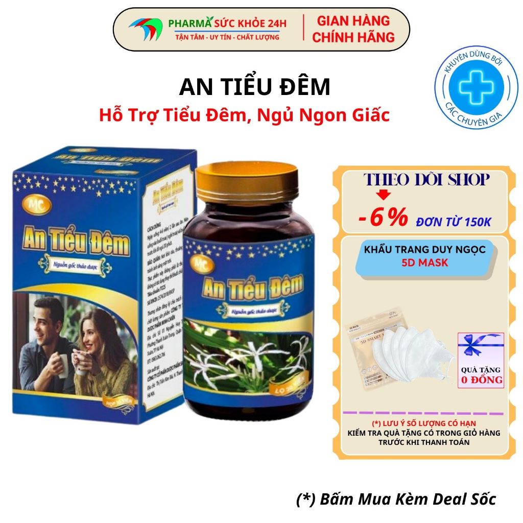 Viên Uống Giảm Tiểu Đêm, Tiểu Buốt, Tiểu Nhiều Lần An Tiểu Đêm Giảm U Phì Đại Tuyến Tiền Liệt - Hộp 30 viên