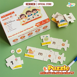 Miếng ghép vần Puzzle học chữ Kennen Match đánh vần tiền tiểu học luyện nét kèm thơ và trò chơi