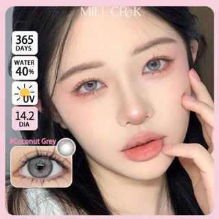  Mill Creek 2 chiếc kính áp tròng màu với độ cận thị 0~8.00 Màu xanh lá cây 14.2MM Màu xám tự nhiên 