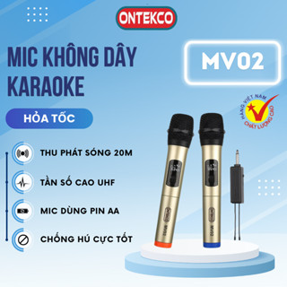 Micro karaoke ONTEKCO MV01/ MV02 không dây giá rẻ cho các loại loa kéo, amply chính hãng BH 12 tháng