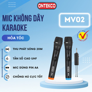 Bộ 2 Micro không dây ONTEKCO MV02 Karaoke chuyên loa kéo, amply, bảo hành 12 Tháng