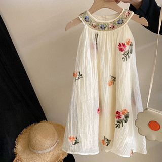 [Vani Kids] Váy yếm maxi thêu hoa tiểu thư ( 3 màu xinh xắn)