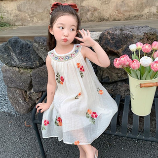 [Vani Kids] Váy yếm maxi thêu hoa tiểu thư ( 3 màu xinh xắn)
