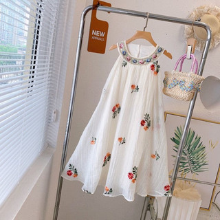 [Vani Kids] Váy yếm maxi thêu hoa tiểu thư ( 3 màu xinh xắn)