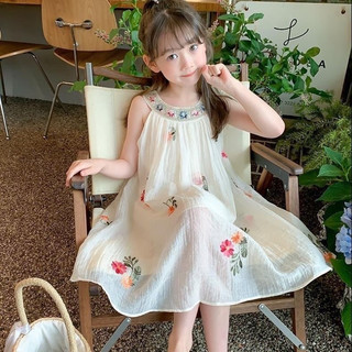 [Vani Kids] Váy yếm maxi thêu hoa tiểu thư ( 3 màu xinh xắn)