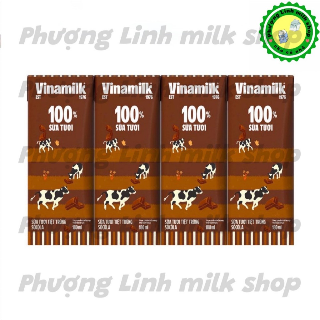 Thùng 48 Hộp Sữa Tươi Vinamilk 100% Hương Sôcola 180ml