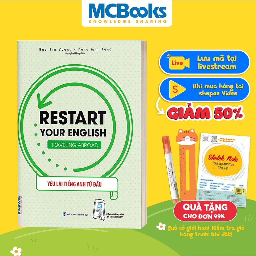 Sách - Restart your English Traveling Abroad - Yêu Lại Tiếng Anh Từ đầu - Kèm App Học Online