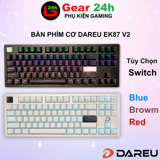 Bàn phím cơ Gaming DAREU EK87 v2 Đen / Trắng (2 sides RGB strip, Blue/ Brown/ Red D switch)