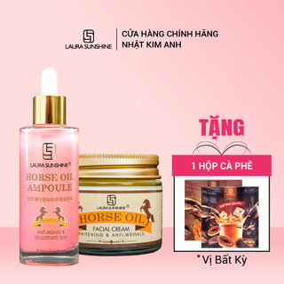 Combo Kem và Serum dầu ngựa Laura Sunshine dưỡng trắng hỗ trợ phục hồi da