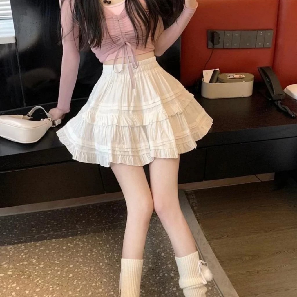 Chân Váy Ngắn Xoè Tầng Chấm Bi Xếp Ly 2 Màu Mặc Đi Chơi, Đi Du Lịch, Labibi | BigBuy360 - bigbuy360.vn