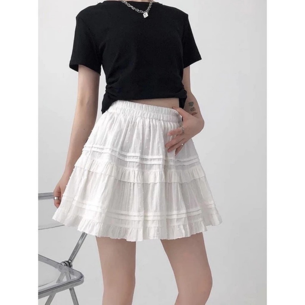 Chân Váy Ngắn Xoè Tầng Chấm Bi Xếp Ly 2 Màu Mặc Đi Chơi, Đi Du Lịch, Labibi | BigBuy360 - bigbuy360.vn