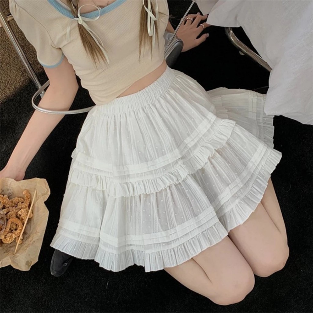 Chân Váy Ngắn Xoè Tầng Chấm Bi Xếp Ly 2 Màu Mặc Đi Chơi, Đi Du Lịch, Labibi | BigBuy360 - bigbuy360.vn