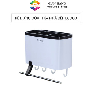 Kệ đựng thìa đũa nhà bếp ecoco 1801, hộp cắm thìa đũa đa năng có thanh treo khăn tiện lợi cho gia đình domydo