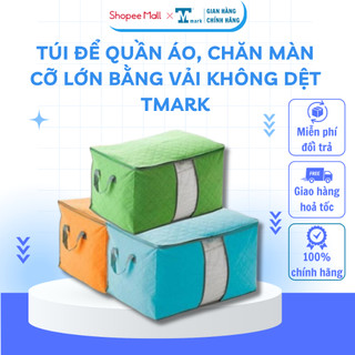 Túi Đựng Quần Áo Chăn Màn Bằng Vải Không Dệt Cỡ Lớn 60x40x36cm Tiện Dụng Nhỏ Gọn Dễ Dàng Gấp Nhỏ TM