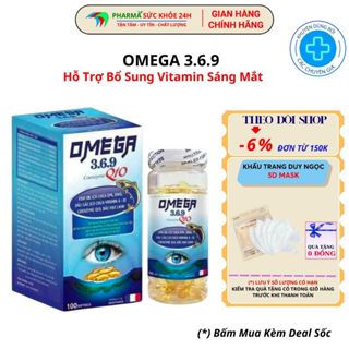 Viên Sáng Mắt Omega 3 6 9 Q10 Chứa Dầu Gấc Tinh Dầu Hoa Anh Thảo, Giúp Bổ Mắt Cho Người Bị Mờ Mắt Khô Mắt - Hộp 100 Viên