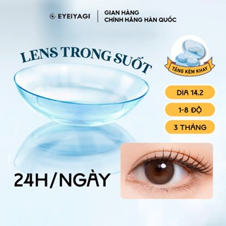 Lens trong suốt 24h Aqua Pure kính áp tròng cận EYEIYAGI có độ cận lệch (1-8 độ), lens 3 tháng