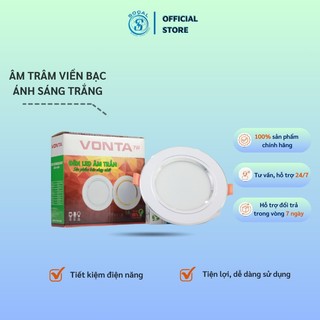 Đèn âm trần vonta viền bạc 7w, 9w, 12w ánh sáng trắng