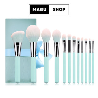 Bộ cọ trang điểm cá nhân 12 cây xanh ngọc có bao đựng như hình đi kèm, cọ makeup lông mềm mã BC012X