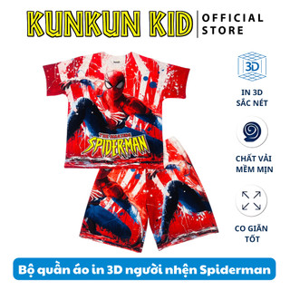 Bộ quần áo trẻ em cao cấp in 3D hình Spiderman sành điệu - Kunkun Kid