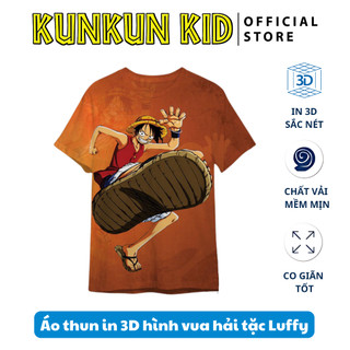 Áo thể thao bé trai thun lạnh in 3D hình vua hải tặc Luffy sành điệu, giá rẻ - Kunkun Kid