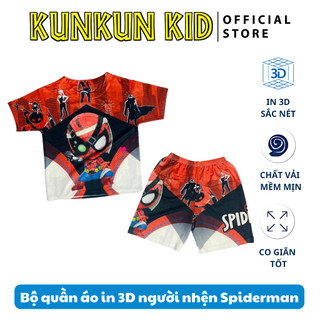 Quần áo thể thao bé trai thun lạnh in 3D hình người nhện Spiderman giá rẻ - Kunkun Kid