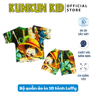 Quần áo bé trai thun lạnh in 3D hình Luffy giá rẻ - Kunkun Kid
