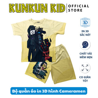 Quần áo bé trai thun lạnh in hoạt hình Cameraman Kunkun Kid TP1145 - Đồ bộ trẻ em size đại cho bé từ 10kg-60kg