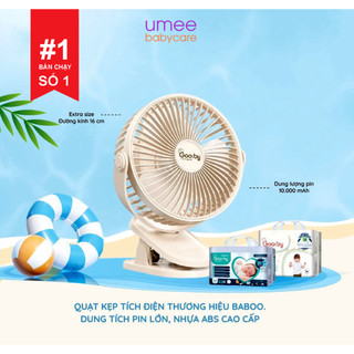 Quạt Sạc Tích Điện Mini Pin 10000Mah Gooby, Quạt Mini Clip Fan Kẹp Bàn Xe đẩy Nôi Cũi Sử Dụng Đi Du Lịch