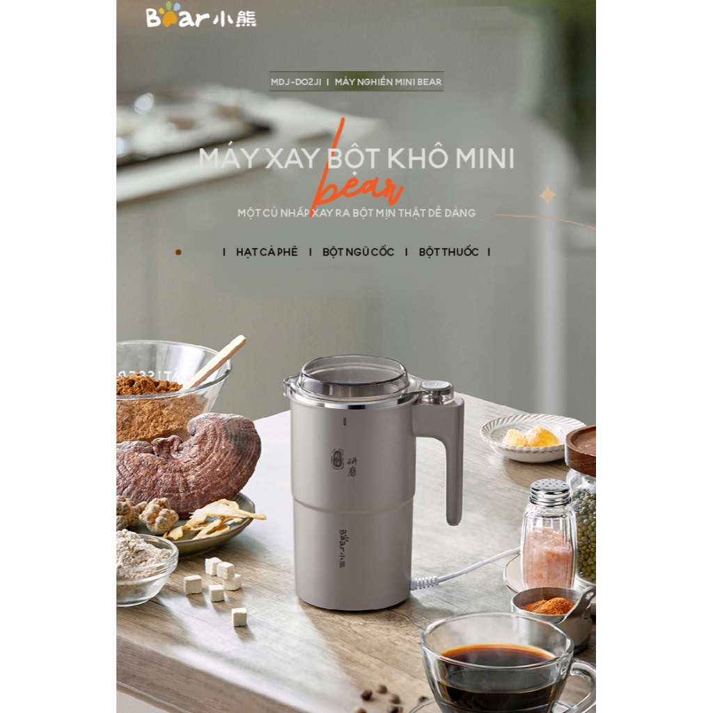 Máy Xay Bột Khô Đa Năng Bear MDJ-D02J1, Xay Cà Phê, Hạt Tiêu, Ngũ Cốc Công Suất Lớn 200W, BH 18Tháng | BigBuy360 - bigbuy360.vn