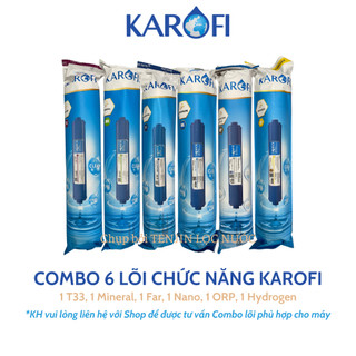 Combo 6 Lõi Chức Năng Karofi Chính Hãng Gồm T33-GAC, Mineral, Far Infrared, Nano Silver, ORP Alkaline và Hydrogen