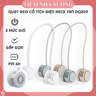 Quạt đeo cổ tích điện Hanging Neck Fan DQ209 - Gấp nhỏ gọn - Xông tinh dầu cực dễ chịu - Pin trâu đến 6H - 3 mức gió