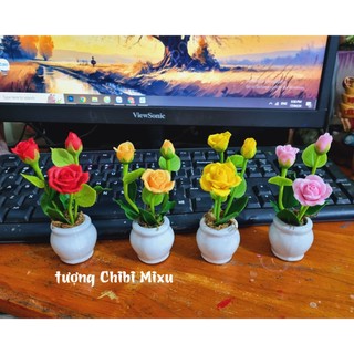 Chậu hoa hồng bằng đất sét Nhật cao cấp 11cm