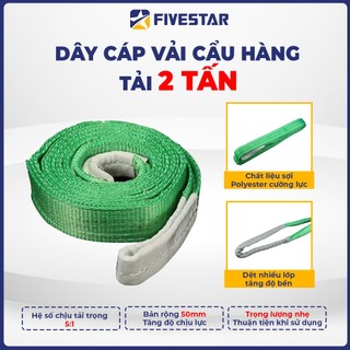 Dây cáp vải cẩu hàng bản dẹp 2 tấn - đủ kích thước chiều dài từ 1m, 2m, 3m, 4m, 5m, 6m, 8m, 10m, 2 đầu mắt, hệ số 5:1