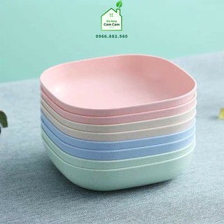 CCL112 - Đĩa nhựa lúa mạch vuông,đựng bánh kẹo, nhiều màu - Giadungcamcam