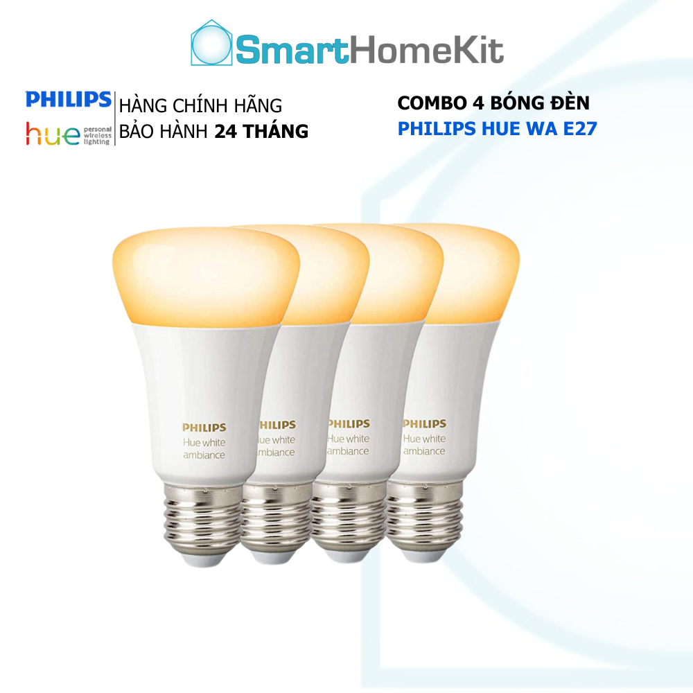 Bộ 4 Bóng Philips Hue White Ambiance E27 Bluetooth