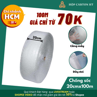 Xốp nổ chống sốc 20cmx100m, xốp nổ bọc hàng đóng hàng bóng nổ bóng khí đóng hàng - Hộp carton HT
