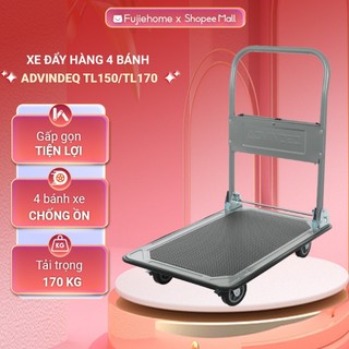 Xe đẩy hàng 4 bánh tải trọng 170kg gấp gọn nhập khẩu Advindeq TL-170, xe kéo hàng xếp gọn bánh xe có chốt hãm