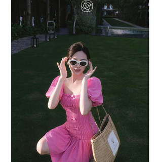 Đầm thiết kế ôm body tay bồng dáng xòe nhún eo kèm nơ tiểu thư, xinh xắn- KATY dress