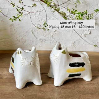 Chậu gốm sứ trồng cây hình mèo, hình chó decor trang trí tiểu cảnh Vườn Gốm - The Garden