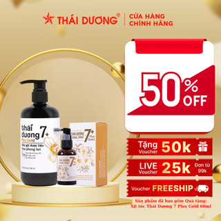 Bộ Dầu gội Thái Dương 7 Plus GOLD 500ml và Xịt mọc tóc Thái Dương 7 Plus Gold 60ml