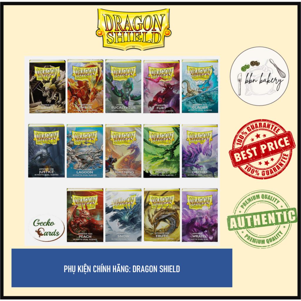 Bọc Bài Dragon Shield Chính Hãng: Matte Dual Sleeve - 2 Lớp Mượt Mà - Japanese Size 60c