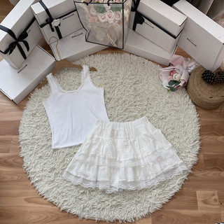 Set áo balo viền ren chân váy xoè tầng 713