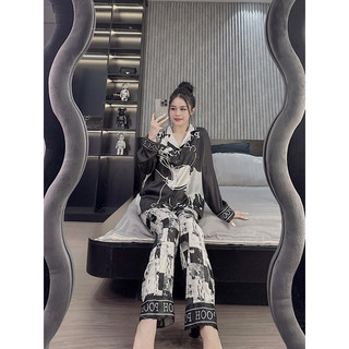 Bộ ngủ mặc nhà pijama gấu ô lụa xước sam