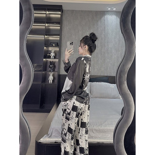 Bộ ngủ mặc nhà pijama gấu ô lụa xước sam