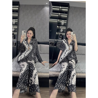 Bộ ngủ mặc nhà pijama lv loang SAM lụa xước mát