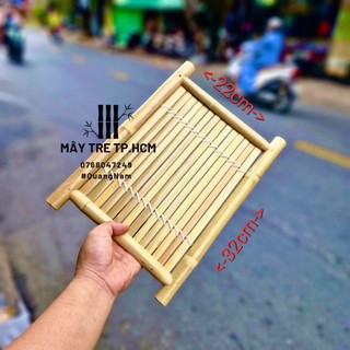 Khay uống trà bằng tre, dùng đựng chén trà và ấm, mộc mạc đẹp