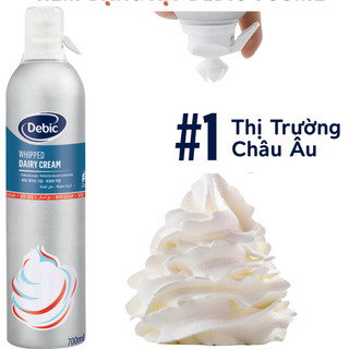 Kem tươi whipped cream dạng xịt thương hiệu debic 700ml date 08.10.24